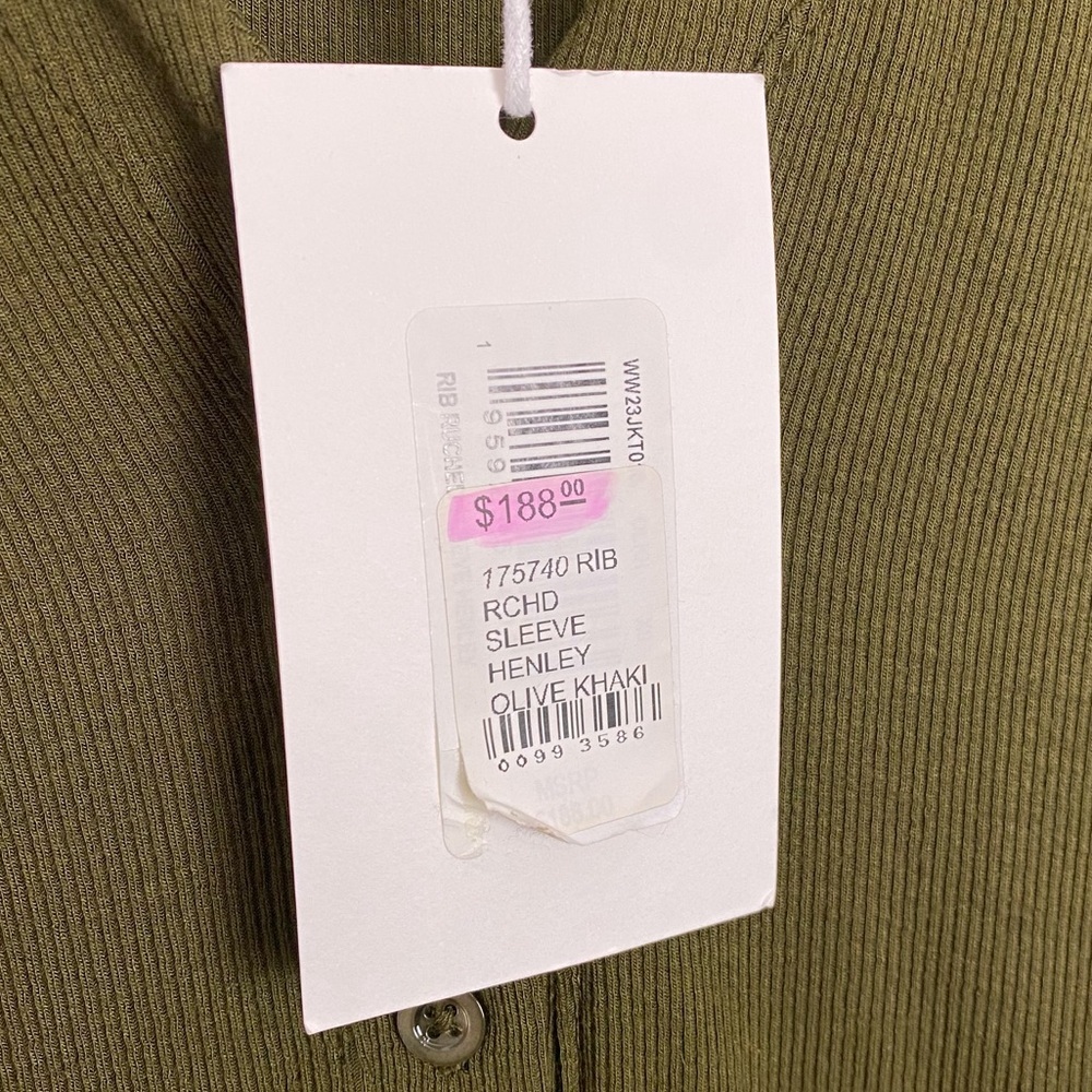 Frame Ribbed Ruched Sleeve Henley Top - Picture 7 of 7